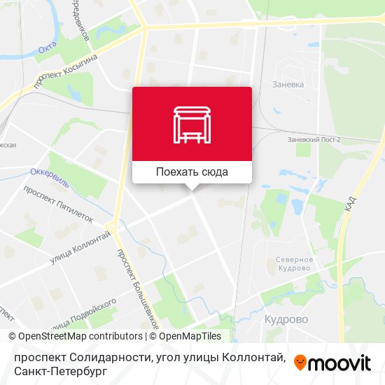 Карта проспект Солидарности, угол улицы Коллонтай