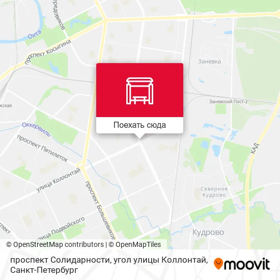 Карта проспект Солидарности, угол улицы Коллонтай