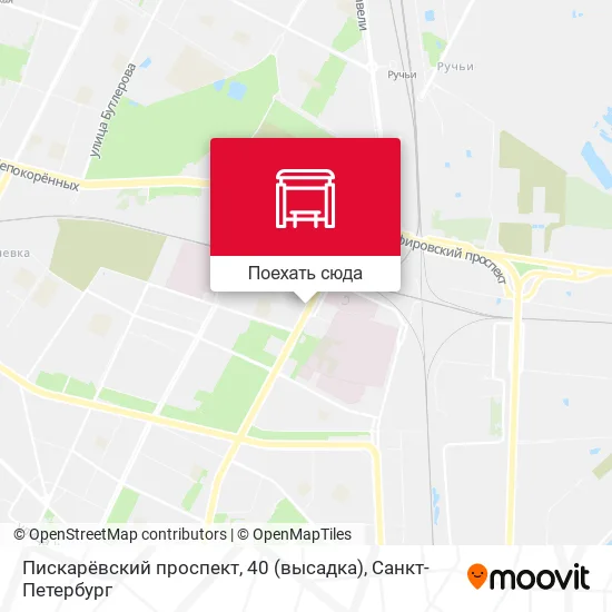 Карта Пискарёвский проспект, 40 (высадка)