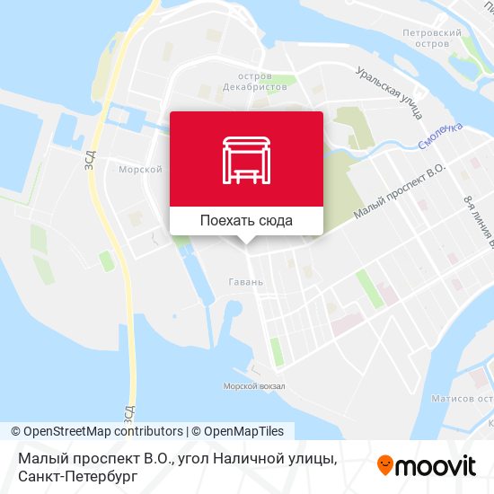 Карта Малый проспект В.О., угол Наличной улицы