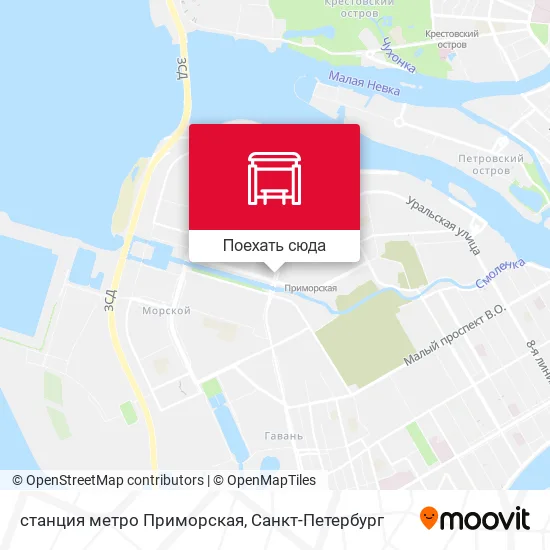 Карта станция метро Приморская