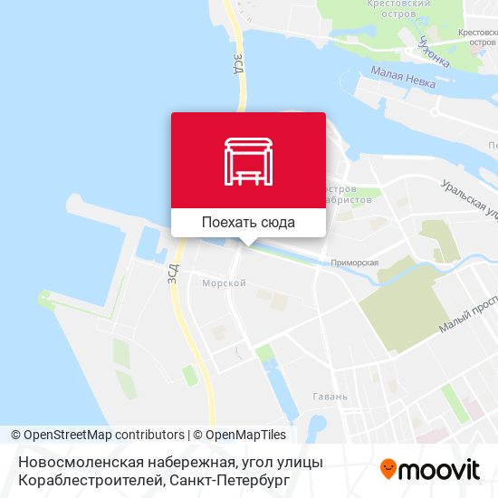 Карта Новосмоленская набережная, угол улицы Кораблестроителей