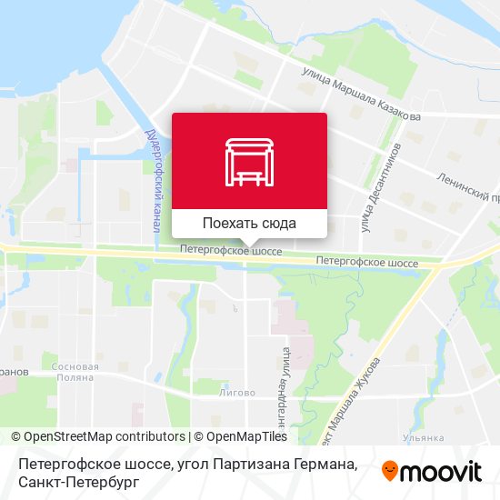 Карта Петергофское шоссе, угол Партизана Германа