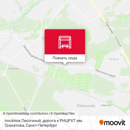 Карта посёлок Песочный, дорога к РНЦРХТ им. Гранатова