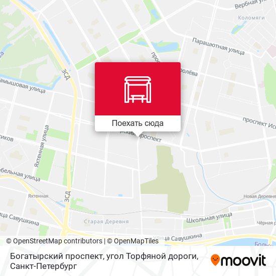 Карта Богатырский проспект, угол Торфяной дороги