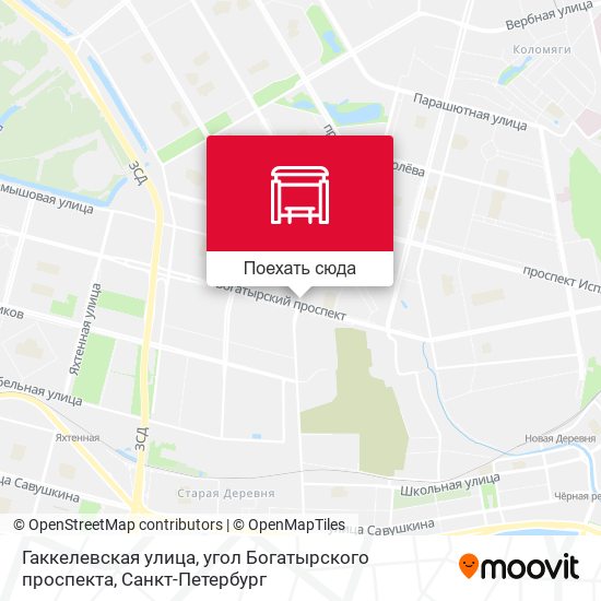 Карта Гаккелевская улица, угол Богатырского проспекта