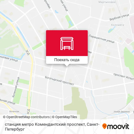 Карта станция метро Комендантский проспект