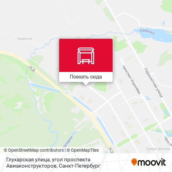 Карта Глухарская улица, угол проспекта Авиаконструкторов