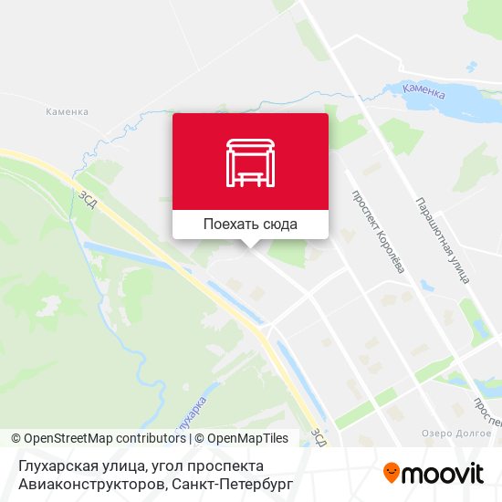 Карта Глухарская улица, угол проспекта Авиаконструкторов