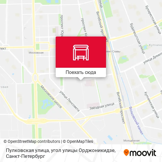 Карта Пулковская улица, угол улицы Орджоникидзе