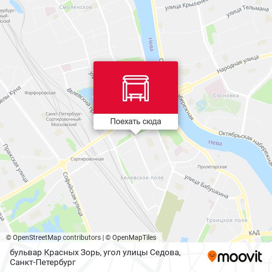 Карта бульвар Красных Зорь, угол улицы Седова