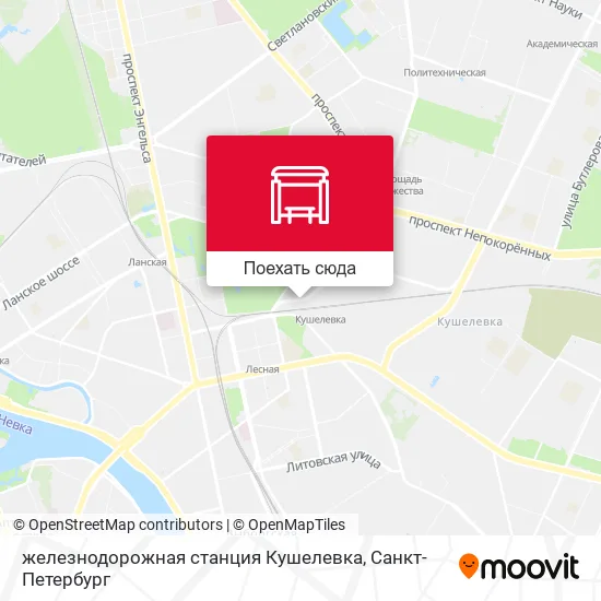 Карта железнодорожная станция Кушелевка