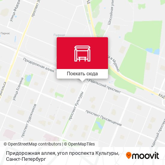Карта Придорожная аллея, угол проспекта Культуры