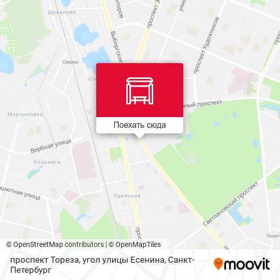 Карта проспект Тореза, угол улицы Есенина