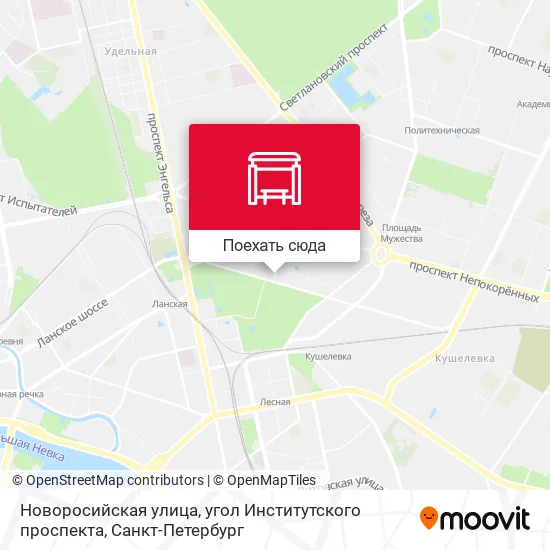 Карта Новоросийская улица, угол Институтского проспекта
