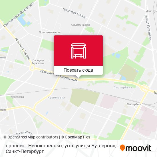 Карта проспект Непокорённых, угол улицы Бутлерова