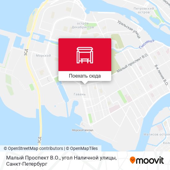 Карта Малый Проспект В.О., угол Наличной улицы