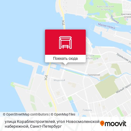 Карта улица Кораблестроителей, угол Новосмоленской набережной