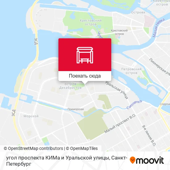 Карта угол проспекта КИМа и Уральской улицы