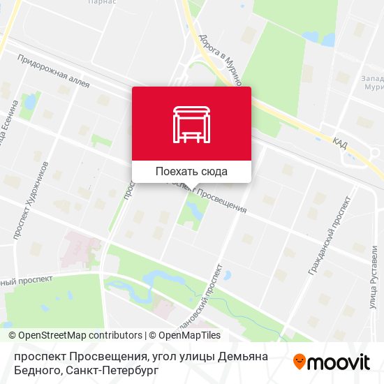 Карта проспект Просвещения, угол улицы Демьяна Бедного