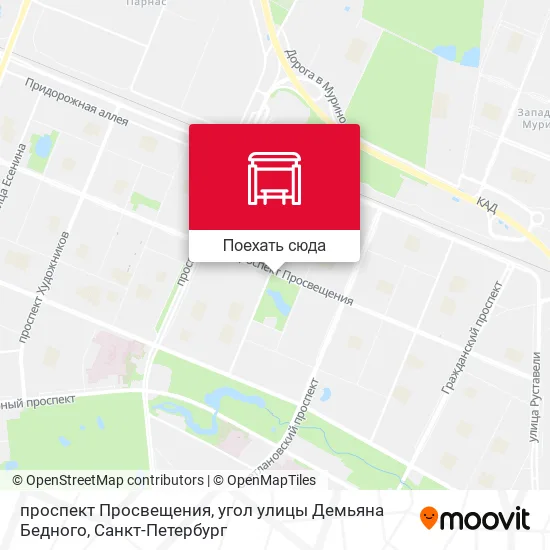 Карта проспект Просвещения, угол улицы Демьяна Бедного