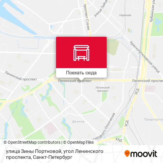 Карта улица Зины Портновой, угол Ленинского проспекта