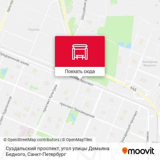 Карта Суздальский проспект, угол улицы Демьяна Бедного