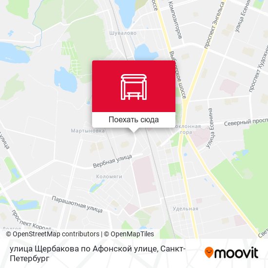Карта улица Щербакова по Афонской улице