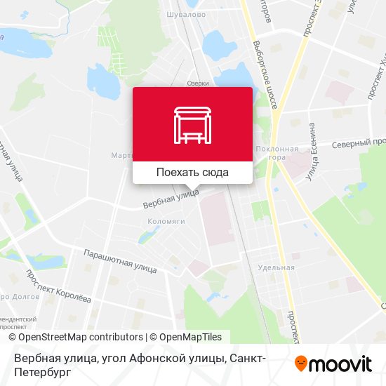 Карта Вербная улица, угол Афонской улицы