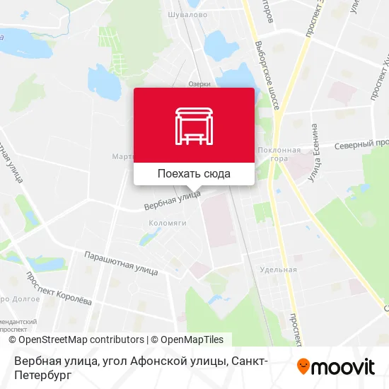 Карта Вербная улица, угол Афонской улицы