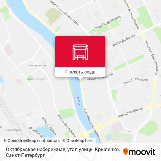Карта Октябрьская набережная, угол улицы Крыленко