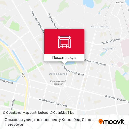 Карта Ольховая улица по проспекту Королёва