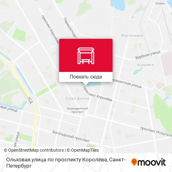 Карта Ольховая улица по проспекту Королёва