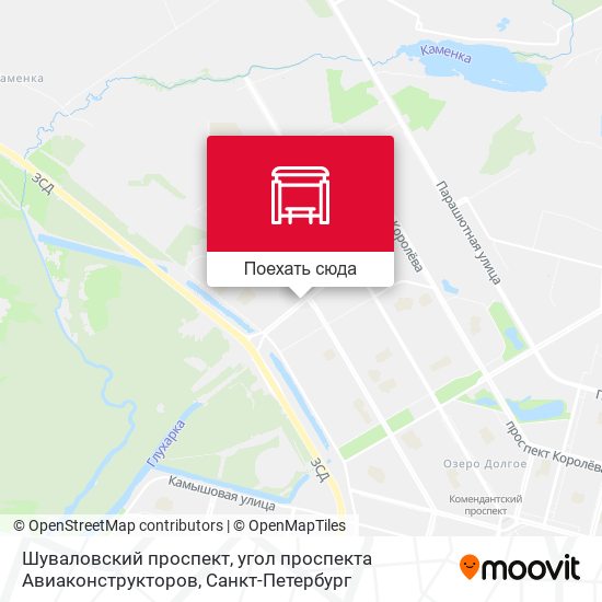 Карта Шуваловский проспект, угол проспекта Авиаконструкторов