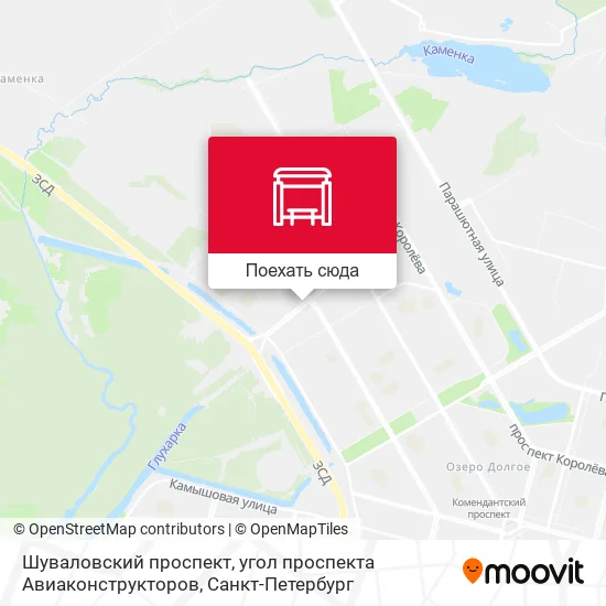 Карта Шуваловский проспект, угол проспекта Авиаконструкторов