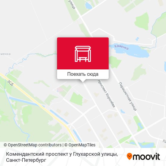 Карта Комендантский проспект у Глухарской улицы