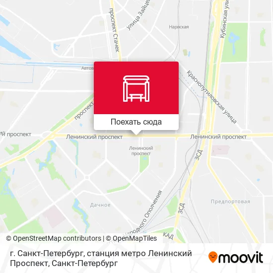 Карта г. Санкт-Петербург, станция метро Ленинский Проспект