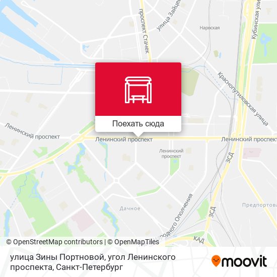 Карта улица Зины Портновой, угол Ленинского проспекта