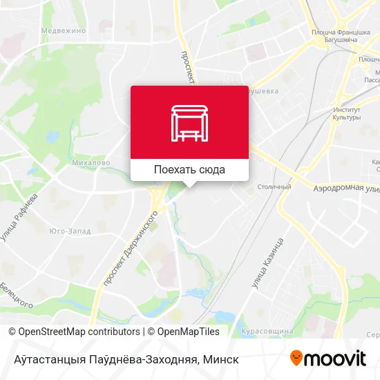 Карта Аўтастанцыя Паўднёва-Заходняя