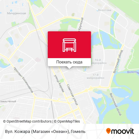 Карта Вул. Кожара (Магазин «Океан»)