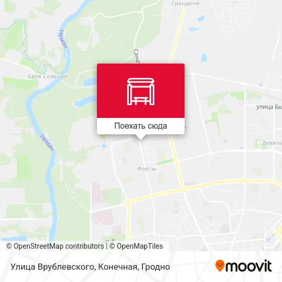 Карта Улица Врублевского, Конечная