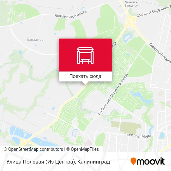 Карта Улица Полевая (Из Центра)