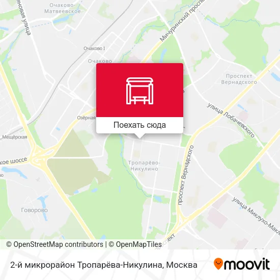 Карта 2-й микрорайон Тропарёва-Никулина