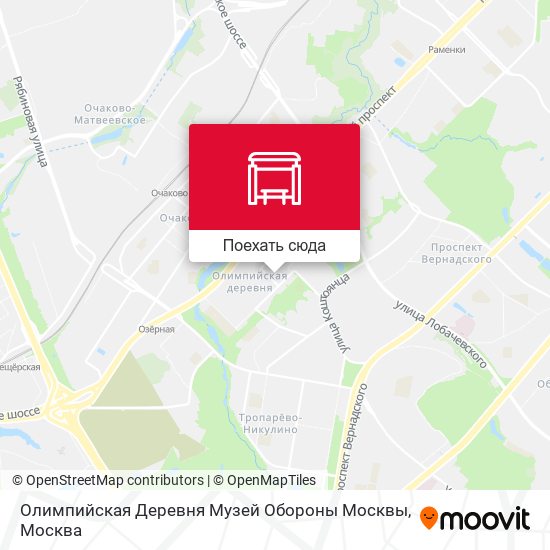 Карта Олимпийская Деревня Музей Обороны Москвы