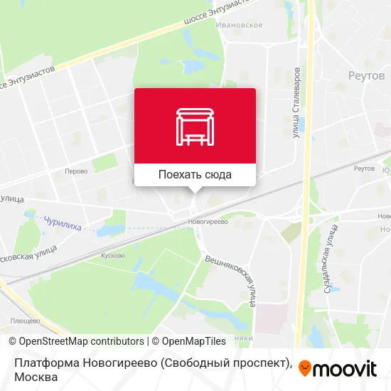 Карта Платформа Новогиреево (Свободный проспект)