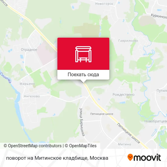 Карта поворот на Митинское кладбище