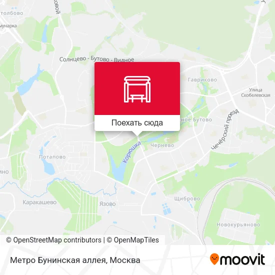 Карта Метро Бунинская аллея