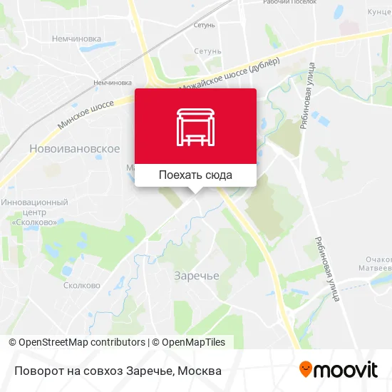 Карта Поворот на совхоз Заречье