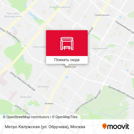 Карта Метро Калужская (ул. Обручева)