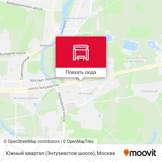 Карта Южный квартал (Энтузиастов шоссе)